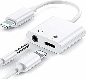 [2 IN 1 Headphone Adapter Jack Lightning to 3.5mm AUX Cord Splitter For iPhone (D2)] 2 IN 1 Headphone Adapter Jack Lightning to 3.5mm AUX Cord Splitter For iPhone