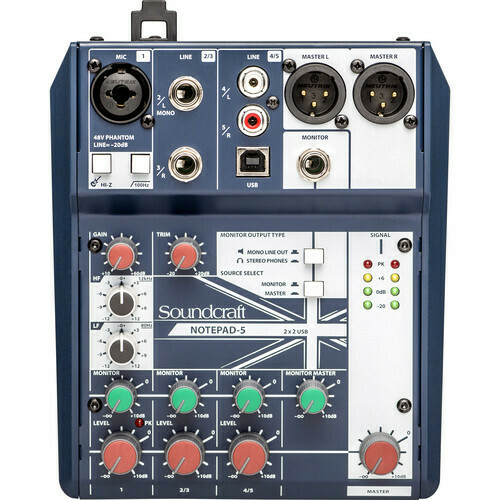 Soundcraft Notepad-5 Small-Format Analog Mixing Console with USB I/O  #SO5CDTMUSB MFR #NOTEPAD-5