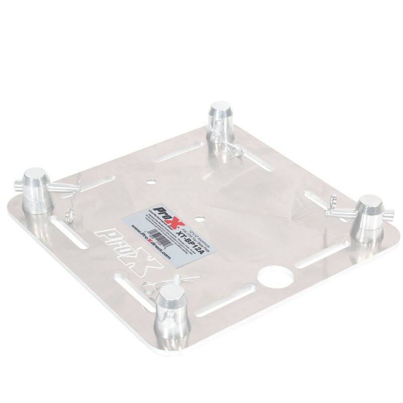 [ProX XT-BP12ASPST] ProX XT-BP12ASPST 12" Aluminum 6mm Truss Top Plate and 1 3/8 Speaker Stud Mount for F34 F32 F31 Conical Square Truss with Connectors