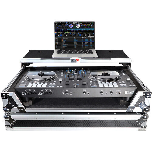 ProX Flight Case with Laptop Shelf, 1 RU Rackspace & Wheels for RANE ONE (Silver on Black)
 #PRXSRANE1WL MFR #XS-RANEONE WLT