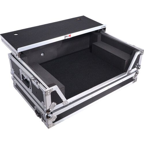 [Pro X XS-FLX102U WLT] ProX Flight-Style Road Case with Laptop Shelf for DDJ-FLX10 and DDJ-GRV6 Controllers (Black / Silver) #PRXSFL102WLT #XS-FLX102U WLT