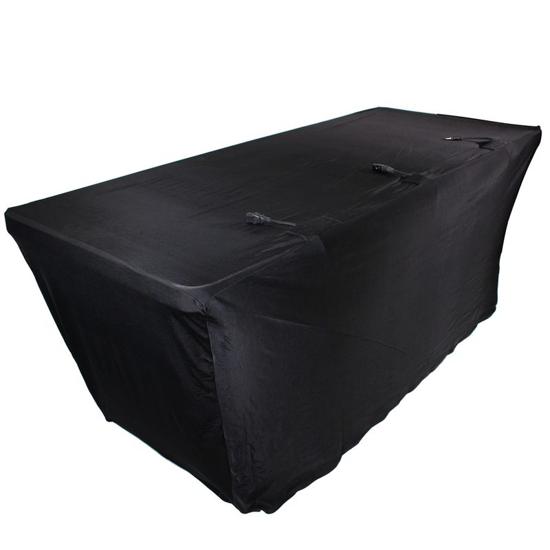[Pro X X-ST6BL] Pro X X-ST6BL 6 Ft. Open Back Spandex Table Cover Scrim - Black