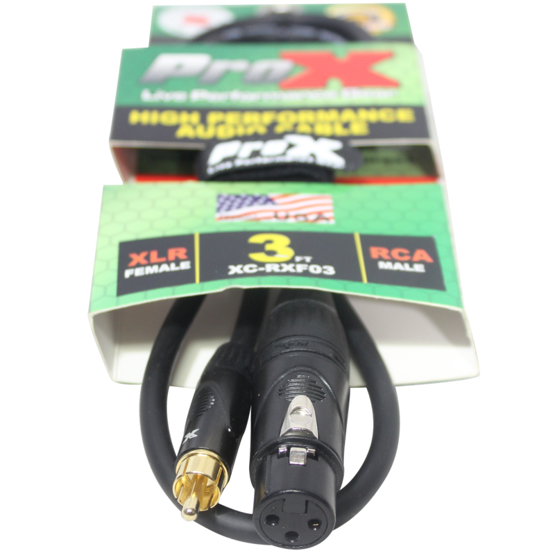 ProX XC-RXF03 3' RCA-M to XLR3-F Unbalanced High Performance Audio Cable SKU: PRXXCRXF03 MFR: XC-RXF03