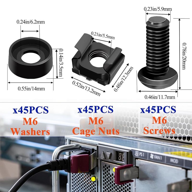 M6 x 16mm Rack Mount Screws,Cage Nuts