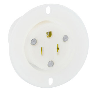 [LEV5279-C] Leviton 5279 15 Amp, 125 Volt, Straight Blade Flanged Inlet Receptacle, Industrial Grade