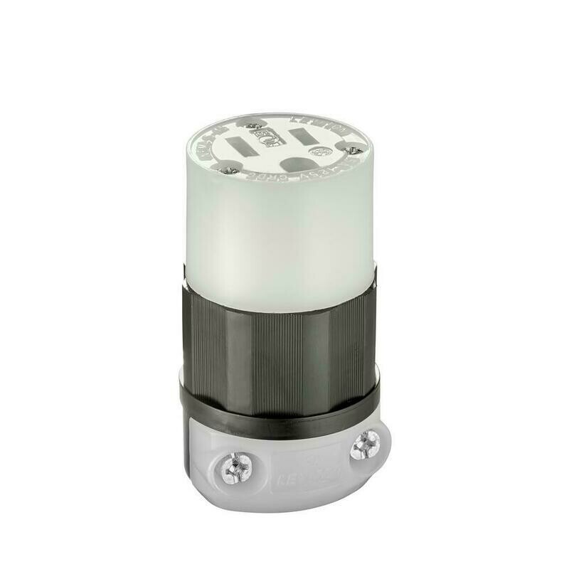 LEVITON 5269C Straight Blade Connector, 15 Amp, 125 Volt, Industrial Grade - Black & White