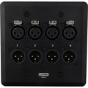 SoundTools WallCAT WC851-B Two-Gang Wall Plate with Four Male & Four Female XLR Connectors (Black)